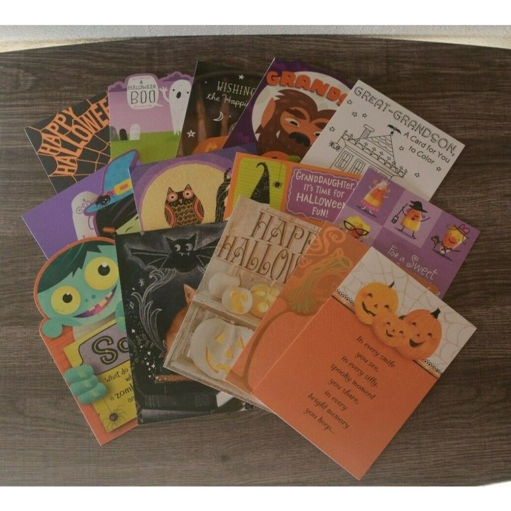 NEW - 15 Halloween Assorted Random Selections Hallmark Greeting Cards